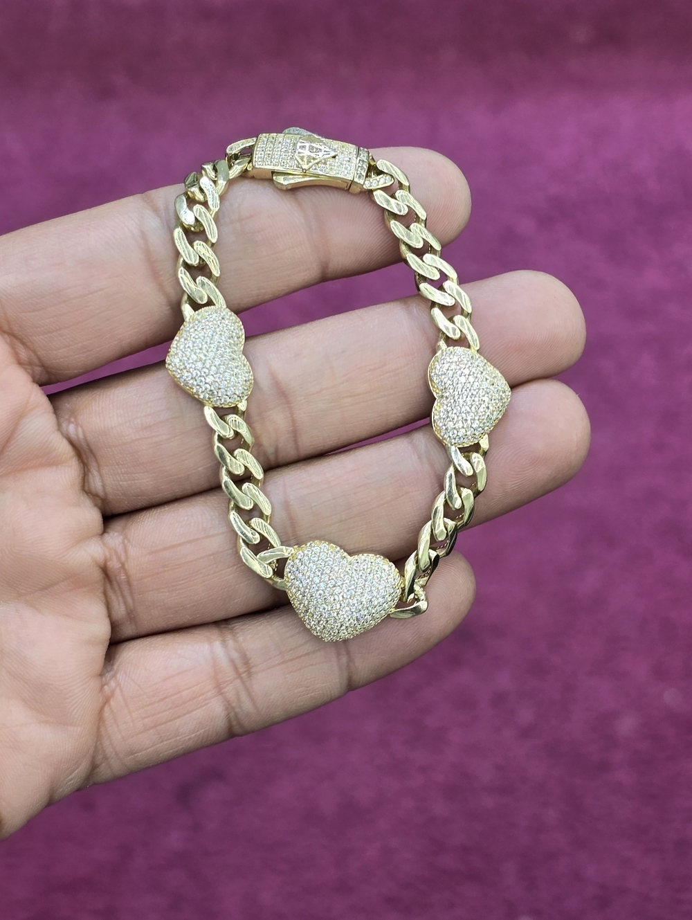 10kt Real Gold Fancy Heart Bracelet